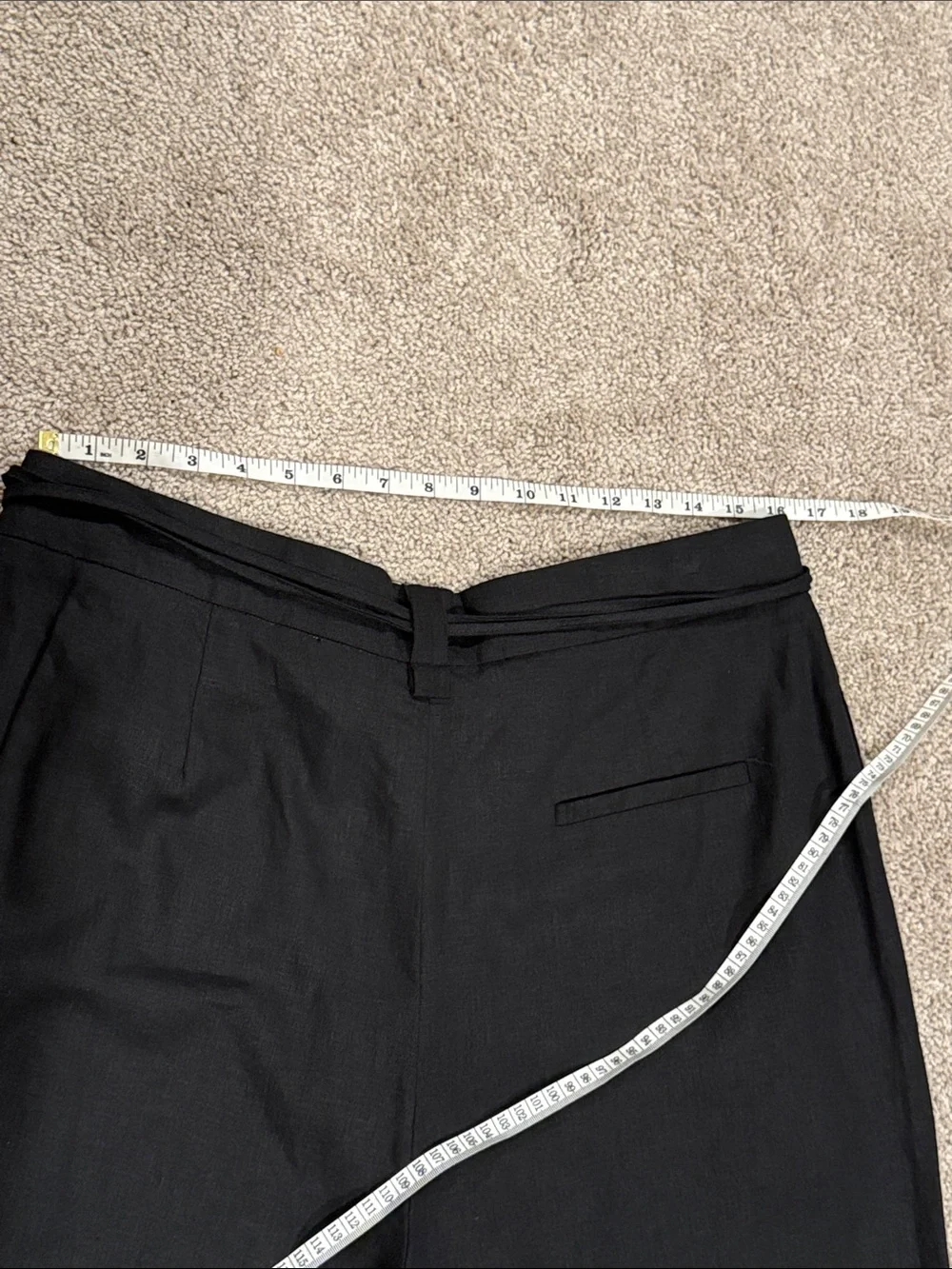 Zara NWT Black Linen Blend Wide Leg Drawstring Pants Women’s XL Mex 32